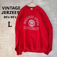 JERZEES ジャージーズ ヴィンテージスウェット カレッジ L 古着 赤