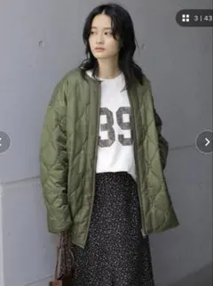 アメリカンホリック　ミディキルティングコート　Mサイズ　カーキ