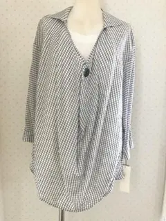 【新品未使用品】レイヤード風チェック ドレープシャツ