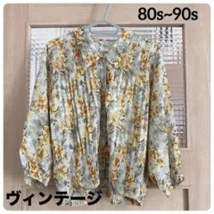 80s~90s古着 13号 花柄ブラウス ポリシャツ 昭和 レトロ 日本製