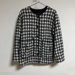 美品】H&M ツイードジャケット ノーカラー グレー系 XS - メルカリ