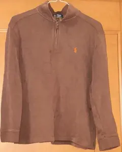 ラルフローレンオレンジホースマーク茶ハーフジップトレーナー150 M12/14