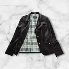 美品 BURBERRY LONDON ベロア テーラードジャケット ノバチェック