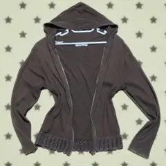 ダークブラウン フード付きパーカー