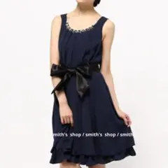 axes femme バックバラスリットドレス 紺