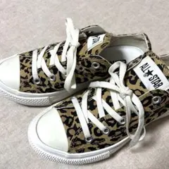 コンバース スニーカー オールスターヒョウ柄ローカット 厚底22.5 軽量