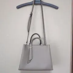グレー ショルダーバッグ 取り外し可能ストラップ付き