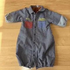 ストライプロンパース もこもこ