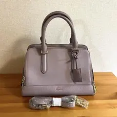 Gem. くすみ薄紫　ハンドバッグ　ショルダー紐あり　本革