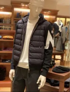 未使用品 MONCLER ニットダウンパーカ ダウン入りジップパーカ Mブラック
