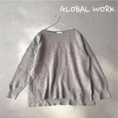 817＊グローバルワーク【M】ニット　セーター　長袖　ベージュ　モカ　フォックス