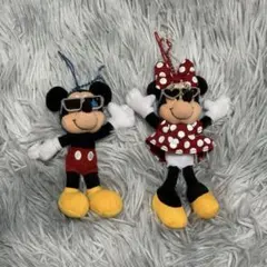 ミッキーマウス ミニーマウス ぬいぐるみキーホルダー
