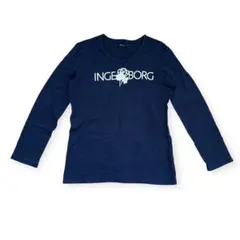 インゲボルグ INGEBORG カメリア ロゴ プリント 長袖 カットソー 黒