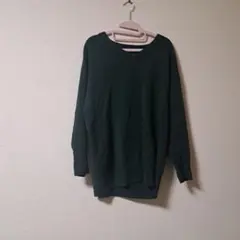 M*)様 GU/ダークグリーン Lサイズ　Vネック 長袖セーター