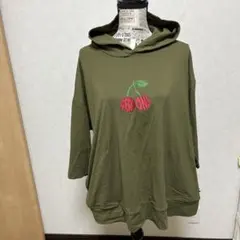 PERSONS チェリー刺繍 フードチュニック 　　　　　　カーキ3Lのサムネイル