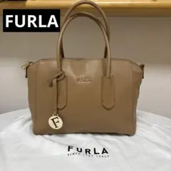 FURLA ベージュ レザー ハンドバッグ