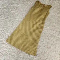 OZOC オゾック ノースリーブ ワンピース ストライプ M 膝丈 黄緑のサムネイル