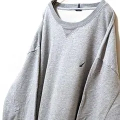 ノーティカ ロゴ刺繍 スウェットトレーナー グレー 灰色 古着のサムネイル
