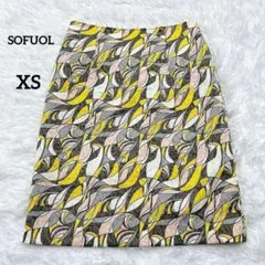 ソフール 総柄タイトスカート ひざ丈 上品 モダン柄 きれいめ 日本製 XSのサムネイル