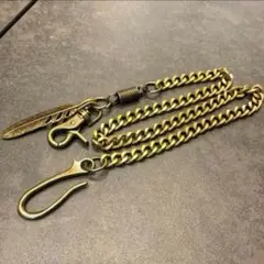 古銅色 フェザー 喜平 ウォレットチェーン バイカー