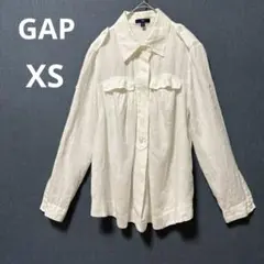 GAP XS リネン シャツ ブラウス　長袖　ロールアップ ホワイト