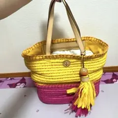 Tory Burch かごバッグ イエロー ピンクのサムネイル