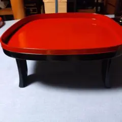 輪島塗　赤黒漆器 四角い膳 約35cm高さ15cm