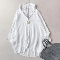 120% Lino リネン100% オーバーサイズ シャツ ブラウス　ホワイト