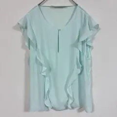 【ZARA TRAFALUC】(L)フリルノースリーブブラウス/春夏トップス