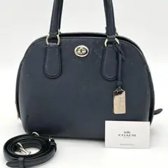 【良品】COACH プリンスストリート サッチェル ハンドバッグ 2way 紺