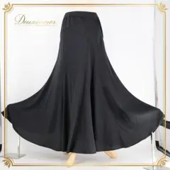 【日本製 社交ダンス衣装】ブラック Chacott スカート 黒 無地 ロング