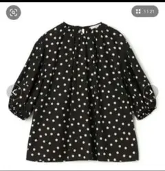 水玉模様 バルーンスリーブシャツ