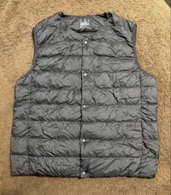 無印良品 軽量ダウンノーカラーベスト ブラック メンズ XLサイズ