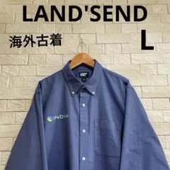 海外古着　ランズエンド　LAND'SEND 長袖　長袖ワークシャツ　サイズL