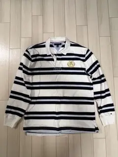 TOMMY HILFIGER ストライプ長袖ポロシャツ XXL