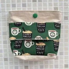 移動ポケット　ふたなし　しろくまコーヒー　生成り