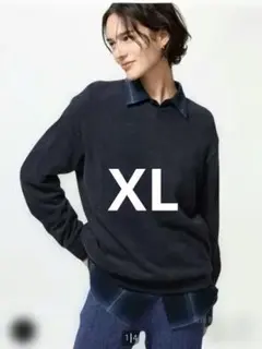 ア*。様 ユニクロ　ソフトニットフリースVネックT ネイビー　XL