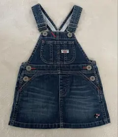 【美品】ミキハウス DOUBLE.B 90cm デニムジャンバースカート