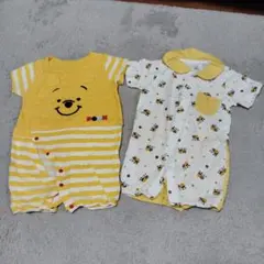 プーさんロンパースとミツバチカバーオールセット