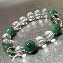 天眼マラカイトと水晶　グリーンアベンチュリンのブレスレット 守石　厄除けブレス