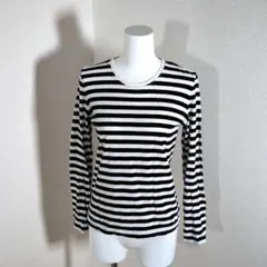 良品計画　無印　Tシャツ　長袖　ロンT　トップス　ボーダー　コットン　M