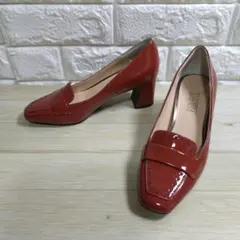 希少☆プールサイド/エナメルパンプス/スクエアトゥ/スタッズ装飾/ブラウン／22