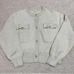 tal.by yumi CLOSSHI ポケ付きカーディガン M ベージュ