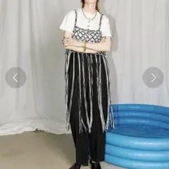 【MAISON SPECIAL】フリンジニットベスト　白×黒　FREE 完売