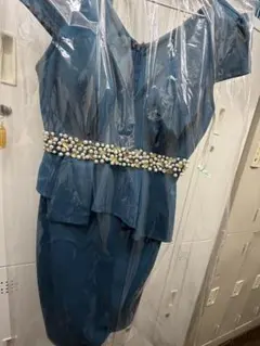 JEWELS ジュエルズ ・ ビジュー付き ペプラム ドレス ミニドレス