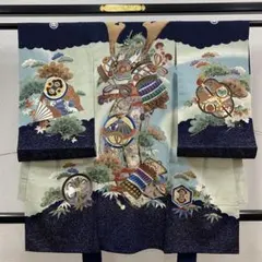 子供着物 七五三 襦袢付き お宮参り 3歳 祝着 狛犬 花草模様 CK-7391