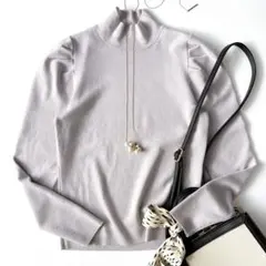 美品⁑ANAYI アナイ　パフスリーブ　春ニットプルオーバー　ラベンダー 薄手