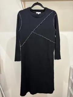 マタニティ 授乳口付き長袖メロウワンピース Mサイズ　ブラック