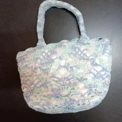 かぎ針編み バッグ 水色と緑のグラデーション★値下げ不可