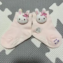 mezzo piano ピンクウサギ靴下 サイズ9〜11cm